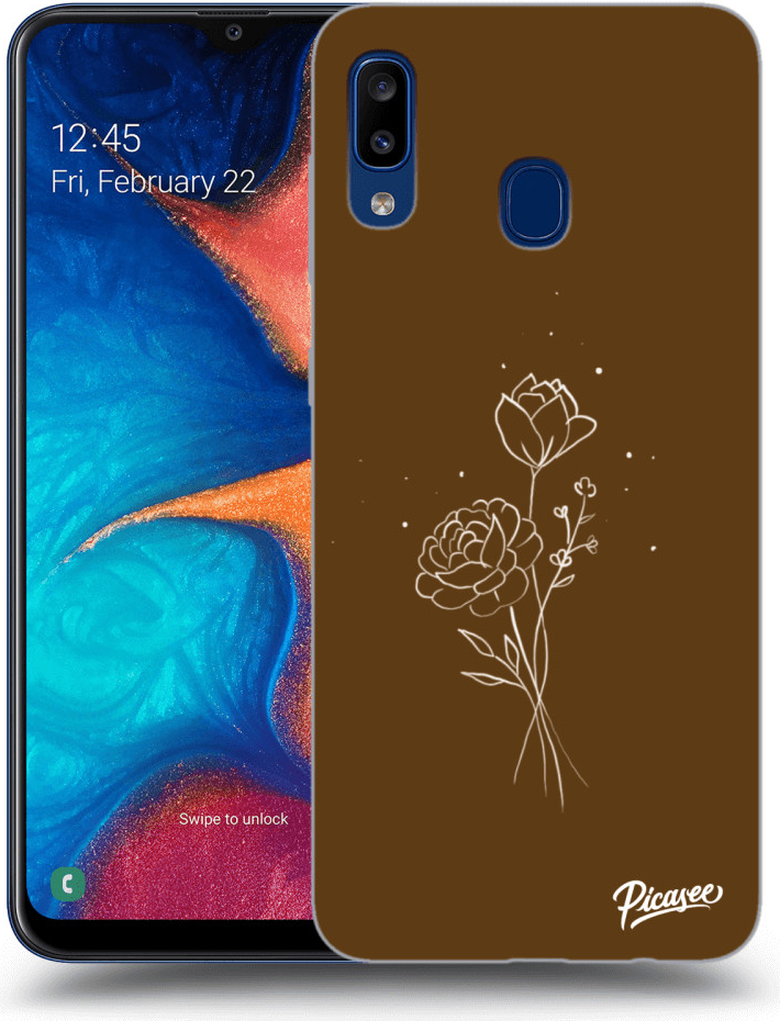 Púzdro Picasee silikónové Samsung Galaxy A20e A202F - Brown flowers čiré