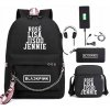 Školský batoh - ruksak LISA ROSE JISOO USB ČIERNO-RUŽOVÝ