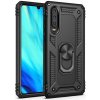 Huawei P30 čierne hybridné zadné puzdro z plastu PC TPU, stredne odolné proti nárazu, obranca, silikónová vnútorná strana, krúžok na držiak telefónu