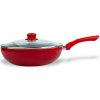 Panvica WOK s pokrievkou KITCHISIMO Rosso 28cm nepriľnavý povrch