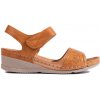 Shelvt Camel women's Velcro sandals hnedá 38 Shelvt 0000296573028