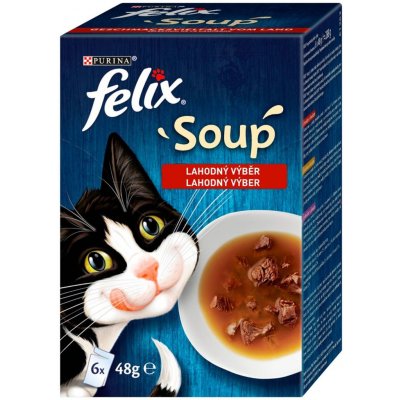 FELIX Soup polievky s hovädzím kuraťom a jahňacím pre mačky 6 x 48 g od  2,39 € - Heureka.sk