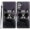 Peňaženkové 3D puzdro na Galaxy A55 5G - Mačka s Okuliarmi