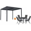 ZÁHRADNÉ KOMBO bioklimatická pergola s lamelami BestBerg BBP-9G + záhradný jedálenský set 4+1 BestBerg BBGF-62BK