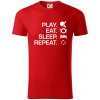 Stolný tenis - eat sleep - Tričko z organickej bavlny - L ( Červená )