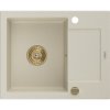 Mexen Enzo, granitový drez 576x465x174 mm, 1-komorový, béžová so zlatým sifónom, 6506571005-69-G