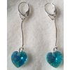 For You Náušnice na retiazke Swarovski elements srdce modré Blue Zircon AB, 50mm - 14592