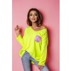 Fashionweek Dámsky mäkký ľahký voľný sveter lesklé vrecko NB10114 Farba: žltý neon, Veľkosť: Universal