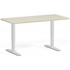 Výškovo nastaviteľný stôl, 160x80 cm, 1 motor, zaoblené rohy, biela podnož, breza