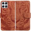 Peňaženkové kožené puzdro TIGER na Honor X8 4G – Hnedá