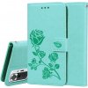 Peňaženkové kožené puzdro ROSE na Xiaomi Redmi Note 10 Pro - Zelená
