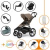 Set 11v1 Thule Urban Glide 4-wheel Tinted Taupe s magnetickou sponou + madlo + vanička Mid blue + príslušenstvo JOMK + autosedačka Thule Maple Black s ISOFIX základňou Thule Alfi a adaptéry