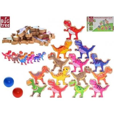 MIKRO - Big Tree dinosaurus jenga/puzzle 16ks dinosaurov 8cm 610282 - drevená hračka