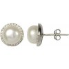 Strieborné náušnice perly so zirkónmi