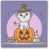 Vymalujsisam.sk Maľovanie podľa čísiel - Mačka na tekvici Veľkosť: 30x30cm, Rám: Na kartónovej doske