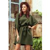 Numoco Dámske šaty Sofia – elegantné motýlie šaty s viazaním v páse 287-34 Farba: Zelená, Veľkosť: XXL/3XL