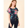 Tmavomodrá kvetinová blúzka ORSAY 36
