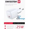 Sieťový adaptér mini Swissten GaN USB-C 25W biely