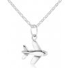 Šperky eshop - Strieborný 925 náhrdelník - retiazka z kolmých očiek, prívesok lietadla V14.03