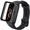 Ochranné puzdro so sklom Huawei Band 6 Pro / Honor Band 6 silikónové čierna farba