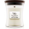 Woodwick White Tea & Jasmine vonná sviečka s dreveným knotom 275 g