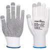 PORTWEST A118 GRIP 13 PVC / Rukavice s bodkami, pre dotykové displeje, 12ks v balení - biela/sivá XXL