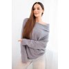 Kesi Dámsky viskózový sveter asymetrického strihu typu netopier sivý Farba: Sivá, Veľkosť: UNI