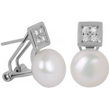 JwL Luxury Pearls náušnice s pravou perlou a kryštály JL0430