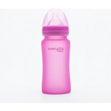 Everyday Baby fľaša sklo s teplotným senzorom Pink 240 ml
