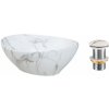 Comad Súprava keramického umývadla na dosku a výpuste Pati biela/mramor