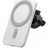 SES 2v1 Magnetická bezdrôtová nabíjačka MagSafe s držkákem do auta s klipom biela 12054