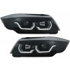 KITT 3D LED Angel Eyes Headlights suitable for BMW 3 Series E90 Limousine E91 Touring (03.2005-08.2008) LHD Black
