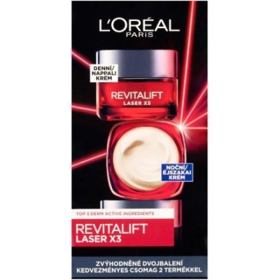 L'Oréal Paris Revitalift Laser X3 Day Cream darčekový set denný pleťový krém Revitalift Laser X3 50 ml + nočný pleťový krém Revitalift Laser X3 50 ml pre ženy