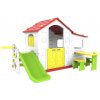 Veľký detský domček so šmykľavkou a červenou strechou