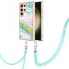 Plastový kryt Marble Lanyard na Samsung Galaxy S24 Ultra 5G - Zelená 004