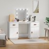 Súprava toaletného stolíka s LED biela masívna borovica-ForU-3107840