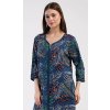 Vienetta Dámske domáce šaty s trojštvrťovým rukávom Barbara Farba: Modrá - tmavo, Veľkosť: 4XL