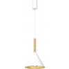 EUlight Závesné svietidlo Peru, 1x zlaté/biele kovové tienidlo, w/drevo