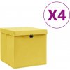 Úložné boxy s vekom 4 ks, 28x28x28 cm, žlté-ForU-325224