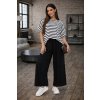 Fashionweek dámsky viskózový komplet pruhovaná blúzka a široké nohavice 5444 čierny