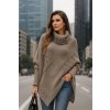 Fashionweek Dámské elegantní pončo s teplým rolákem JK-NOEMI Farba: Mocca, Veľkosť: Universal