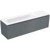 Mexen Rivel, kúpeľňová skrinka 160 cm s umývadlom Vela ľavá, 1S, 1D, drážkovaná, grafitová matná/biela matná, 91A23-16047-3-BBFF66-W23L01