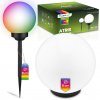 LED ATRIS Solárne záhradné svietidlo poháňané zemnou bielou guľou 15 cm RGB LUMILED