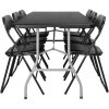Rozkladací set FETA BLACK 180 cm + 6 stoličiek BASICO