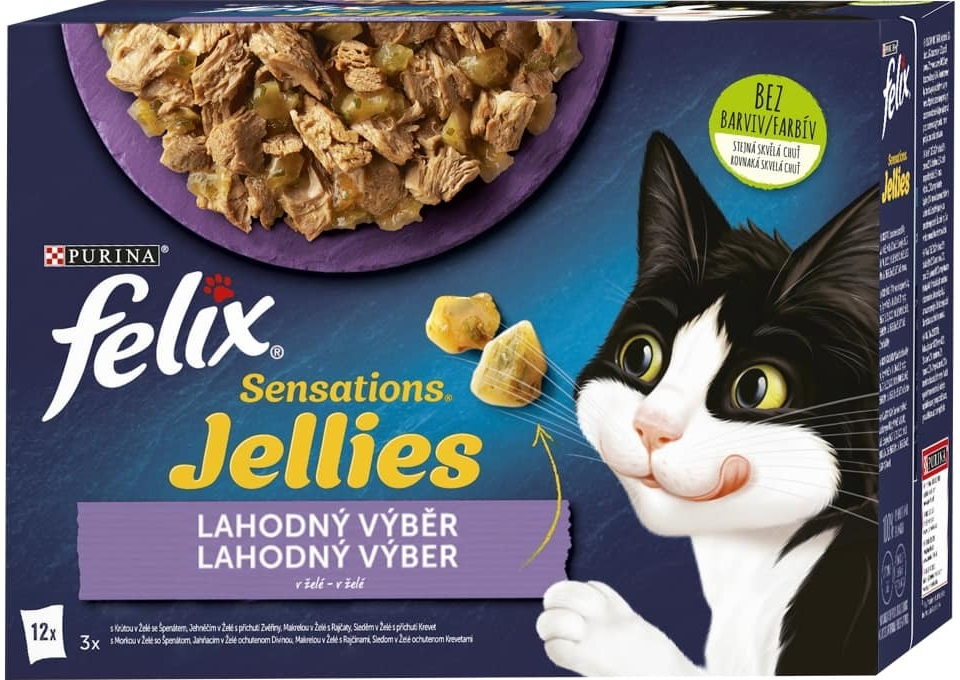 FELIX Sensations výber v ochutenom želé s jahňacím, makrelou, sleďom a morkou 12 x 85 g