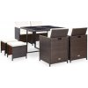 9-dielna vonkajšia jedálenská súprava s vankúšmi polyratan hnedá