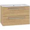 EBS Pure Skrinka s keramickým umývadlom slim 81 cm, dub Arlington 1 set