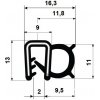 Pryžový profil EPDM A1 549 - 16,3 x 13 x 11,8 mm (plech 2mm)