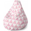 Sablio Sedací vak Pear Ružové a biele Trojuholníky - 140 x 100 x 25 cm