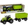 Lean Toys Zelený traktor s vlečkou